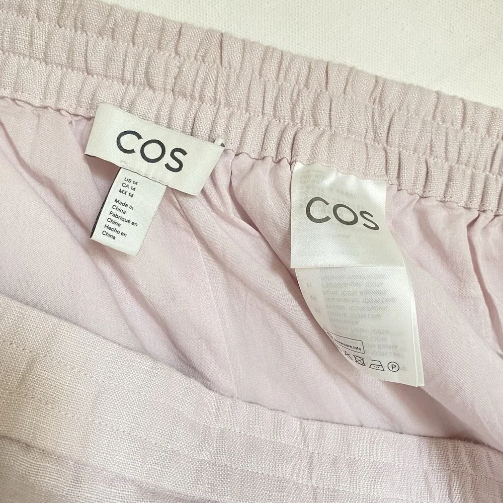 COS Wide Leg Linen Blend Pants in Light Pink (neutral)